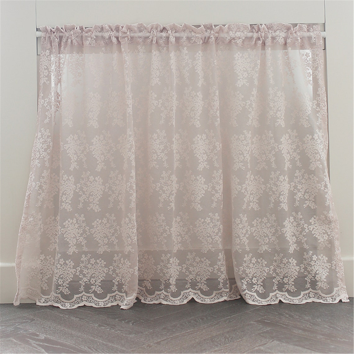 Light Pink Lace Floral Curtains For KitchenFor BedroomBoho Etsy