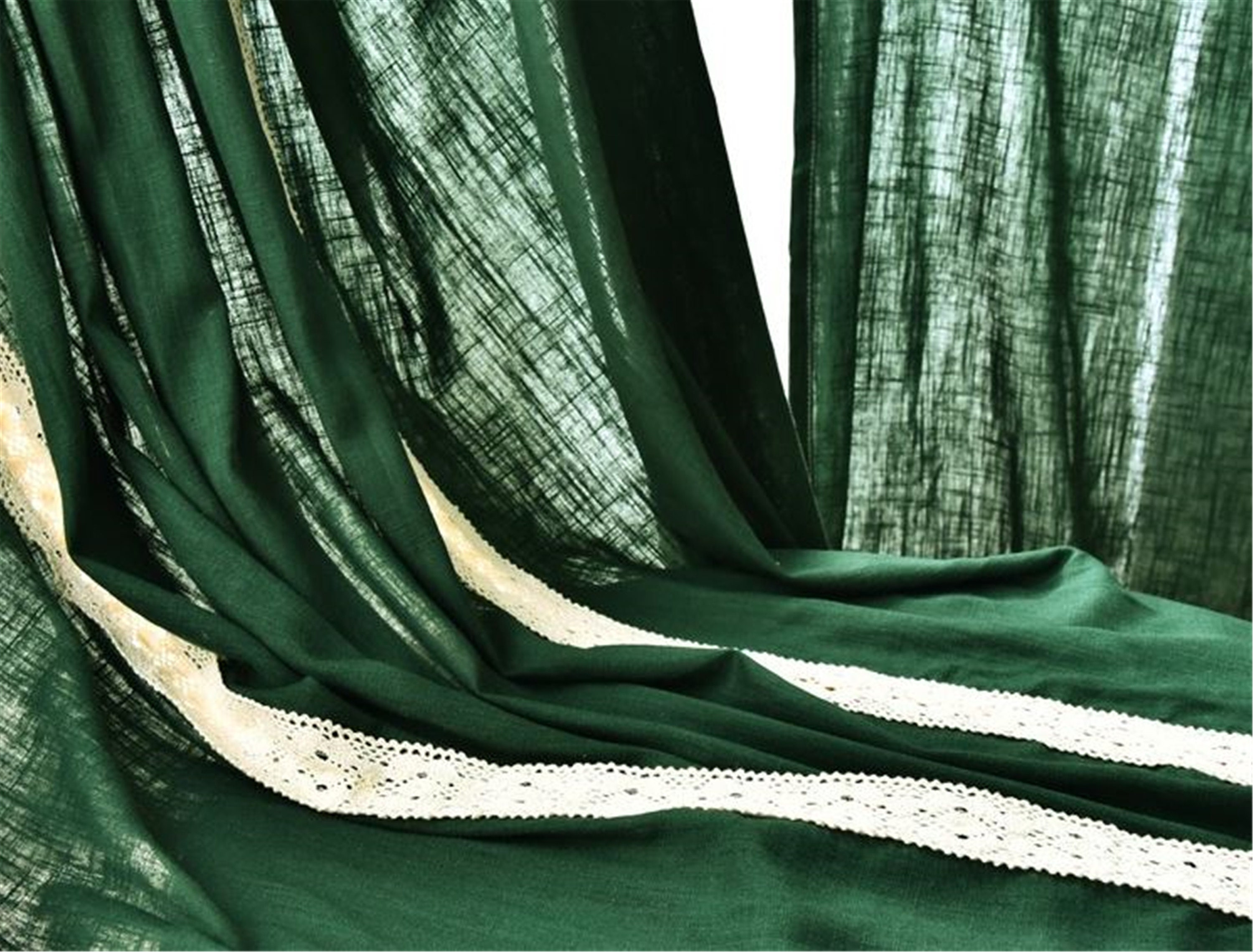 Green Lace Linen Curtains For Living RoomFor BedroomFor Etsy