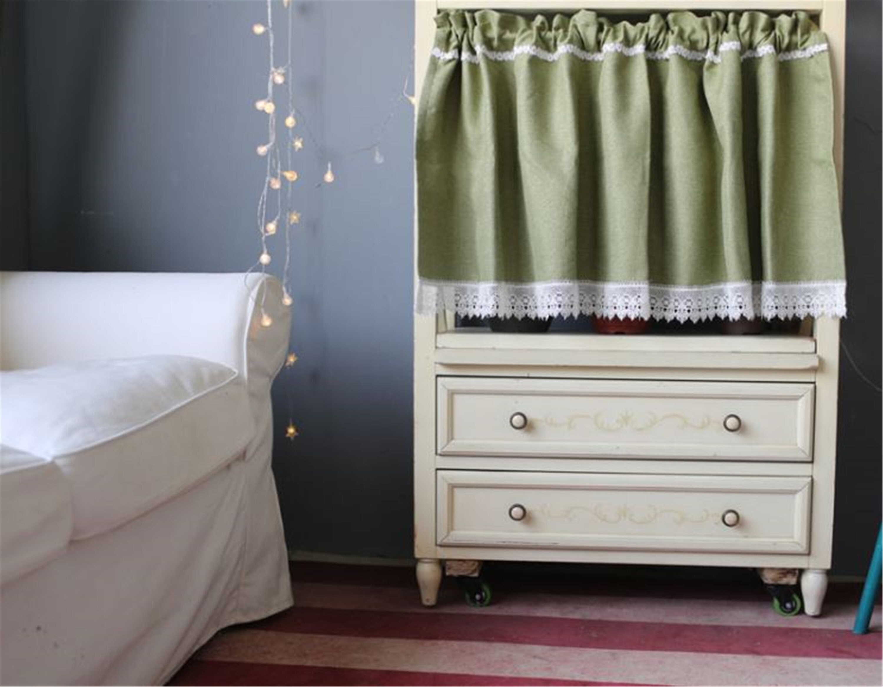 Spitze grün rustikale Vorhänge für Wohnzimmer für | Etsy