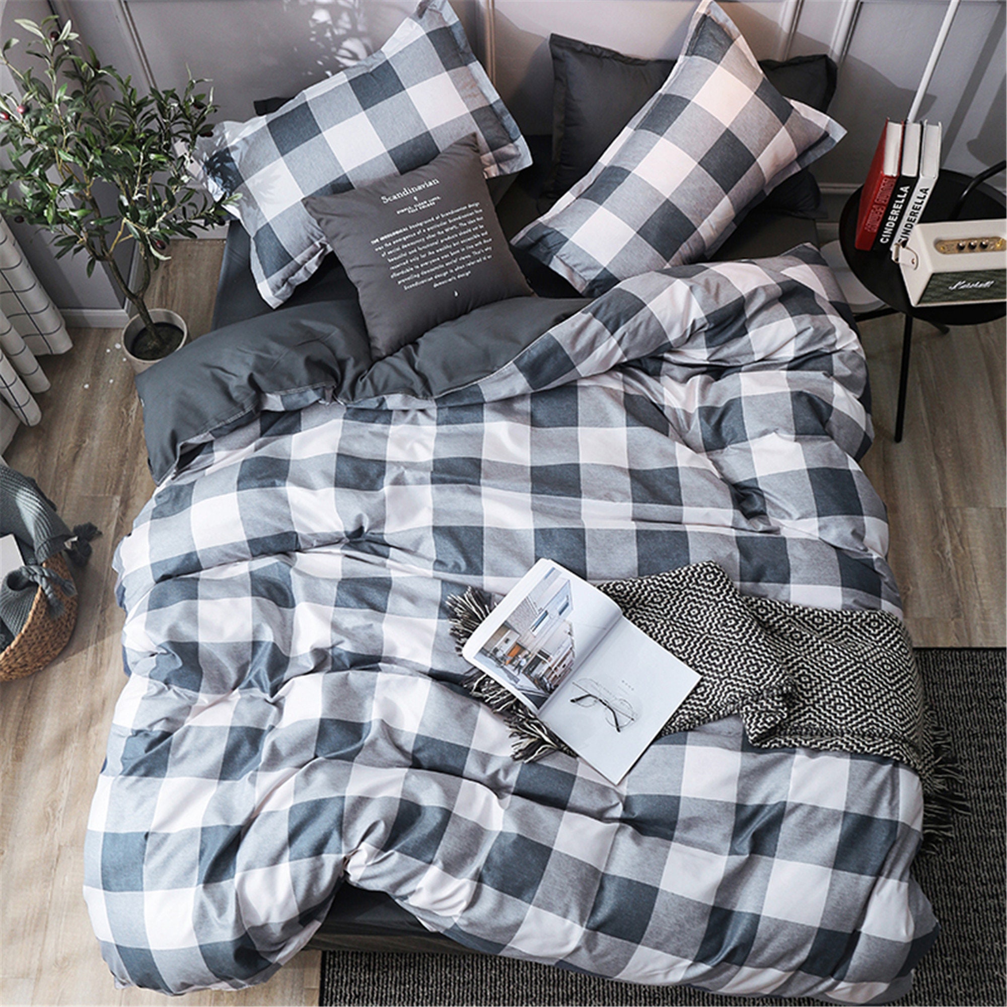 Black And White Grid Duvet Cover Twin Full Queen King Duvet Etsy