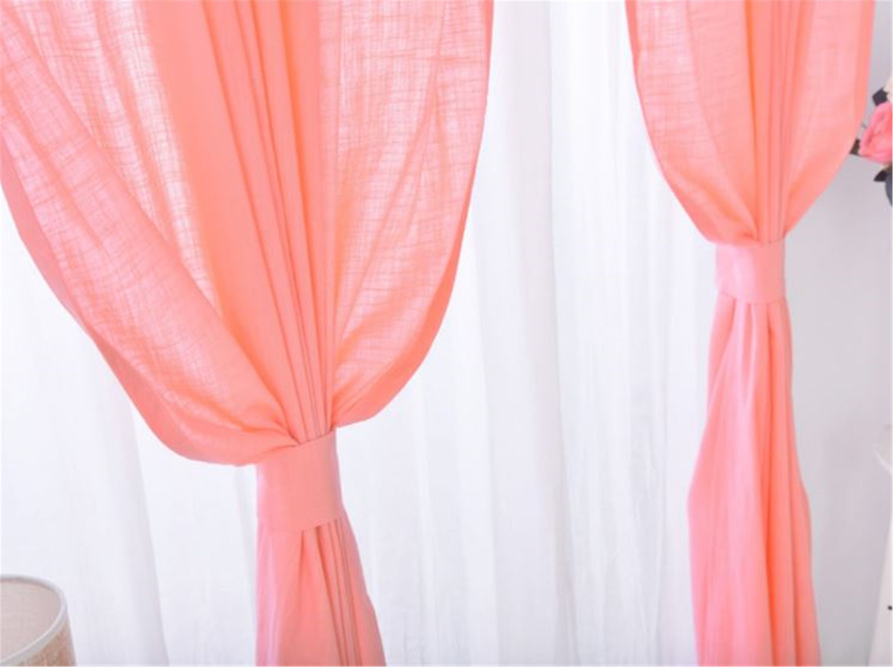 Orange Pink Tulle Curtains For Living RoomGirly Curtains Etsy