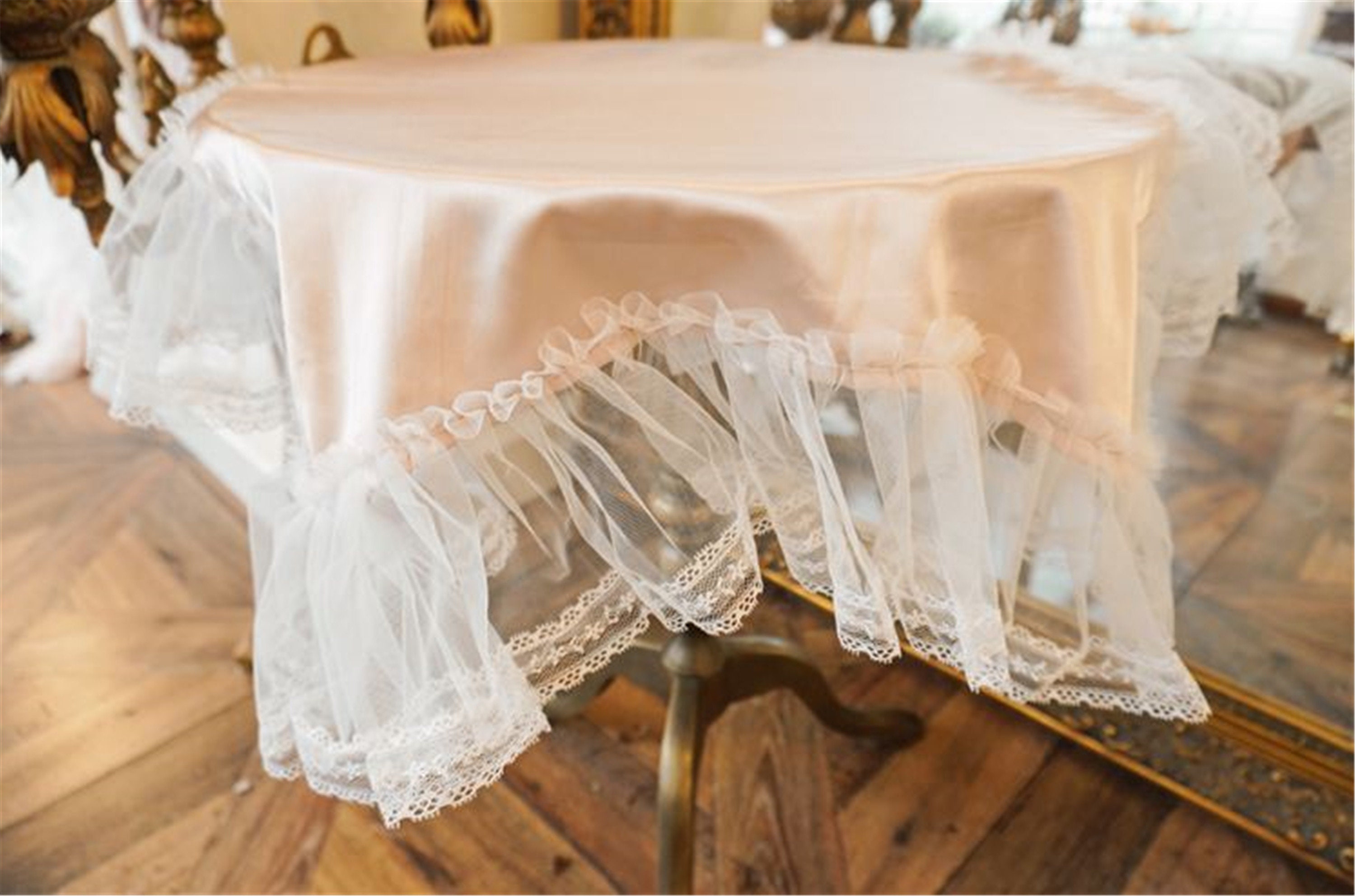 Satin Chiffon Table Cloth Luxurious Dressing Table Tablecloth Etsy