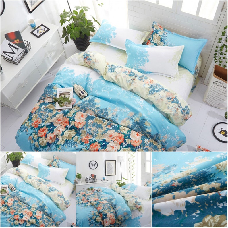 Pretty Duvet Cover Polyester Bedding set Concise 4 Piece Comfort Quilt Cover Twin Full Queen Minimalist 4Season Bedding Set Skin-friendly