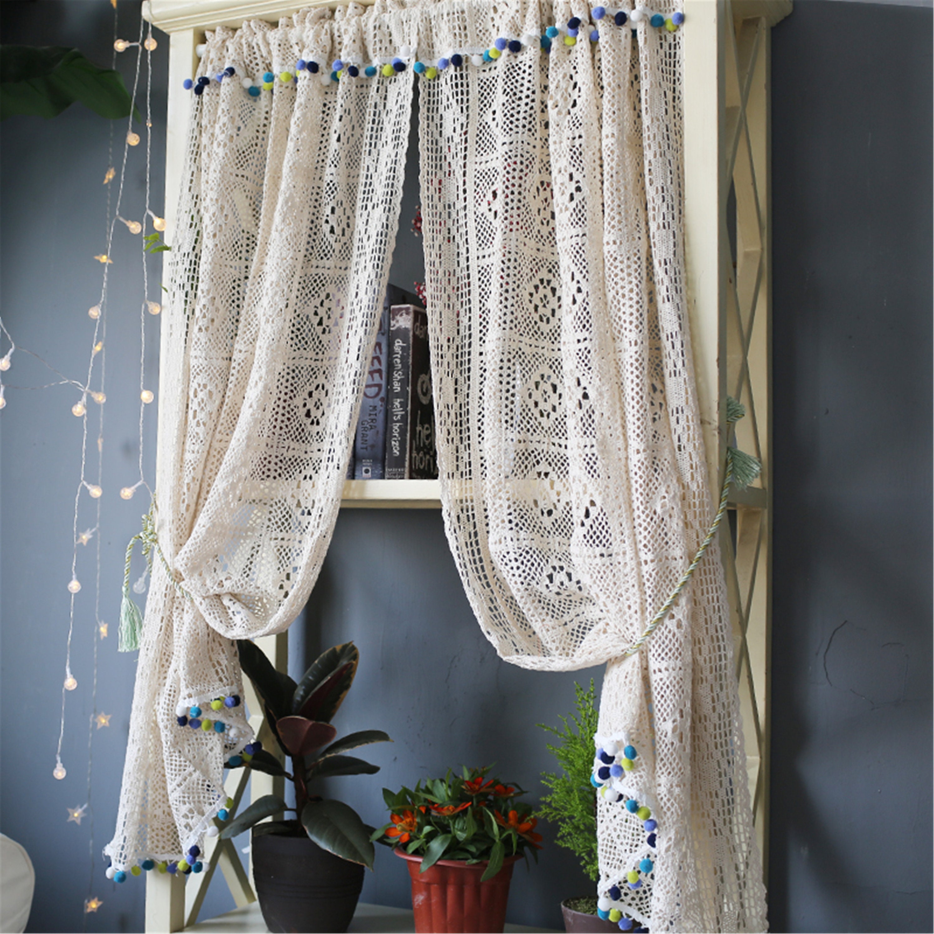 Cotton Knitted Curtains For Living Room For Bedroom Door Etsy
