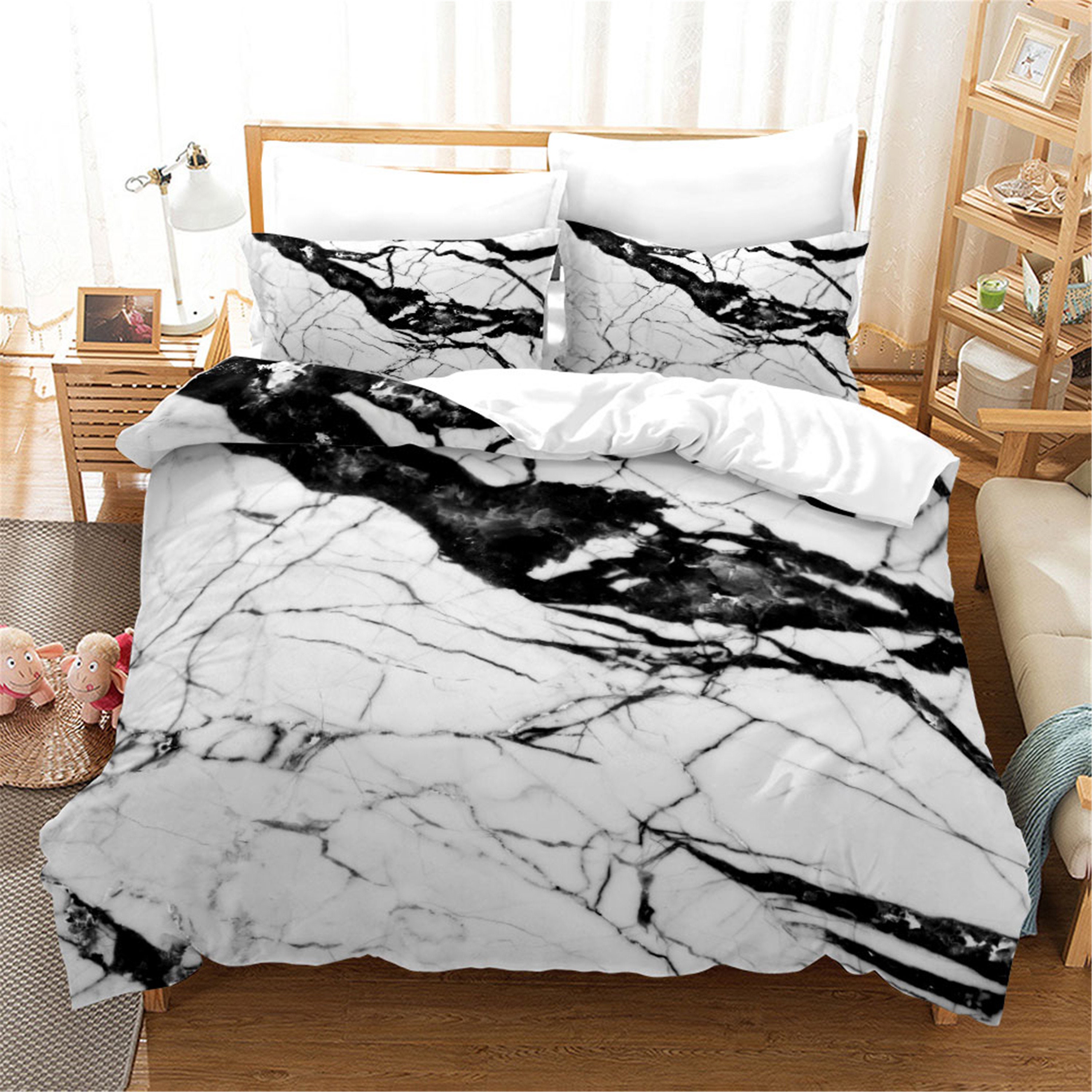 White Marble Texture Duvet Cover Bedding Set 3 Piece Comforter Etsy