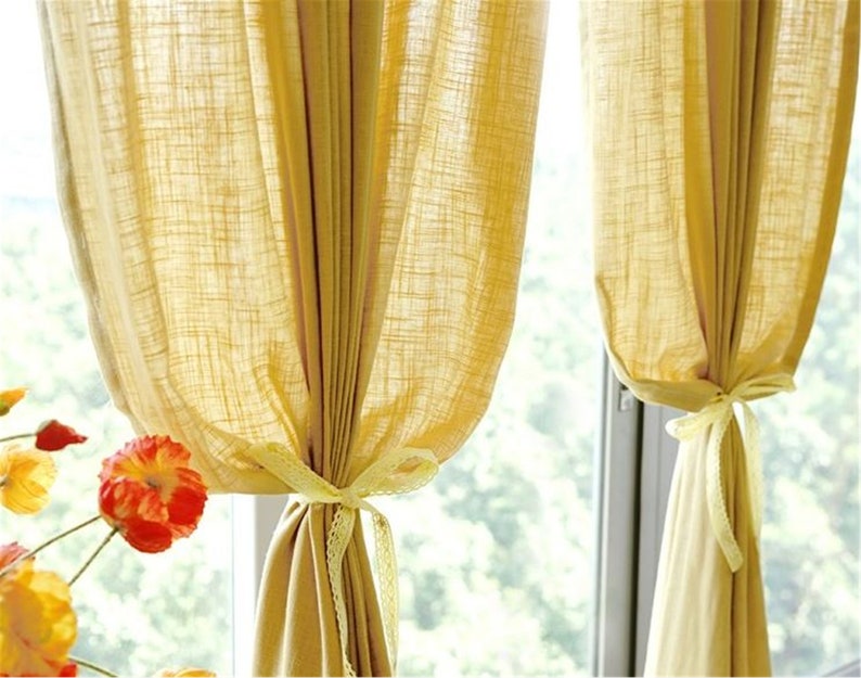 Khaki Solid Color Linen Curtains For Living RoomFor Etsy