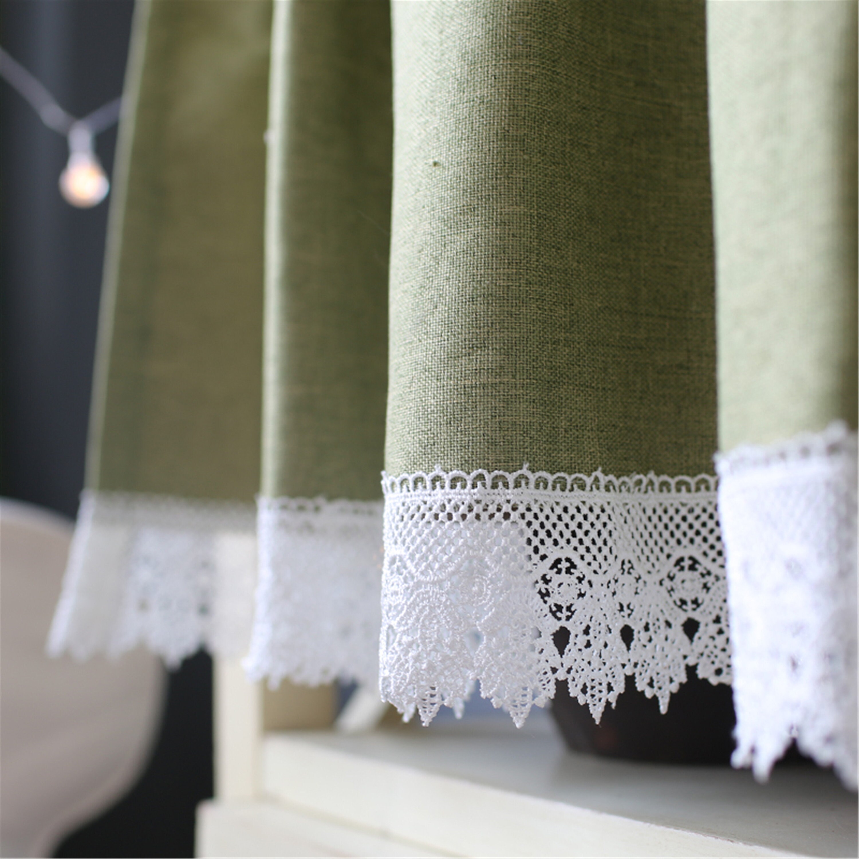 spitze grün rustikale vorhänge für wohnzimmer für | etsy