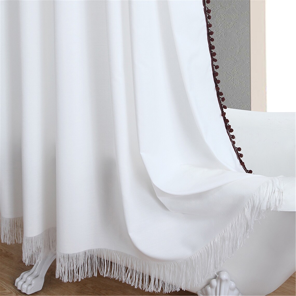 Custom Shower Curtains White Tassel FarmhouseRustic Shower Etsy