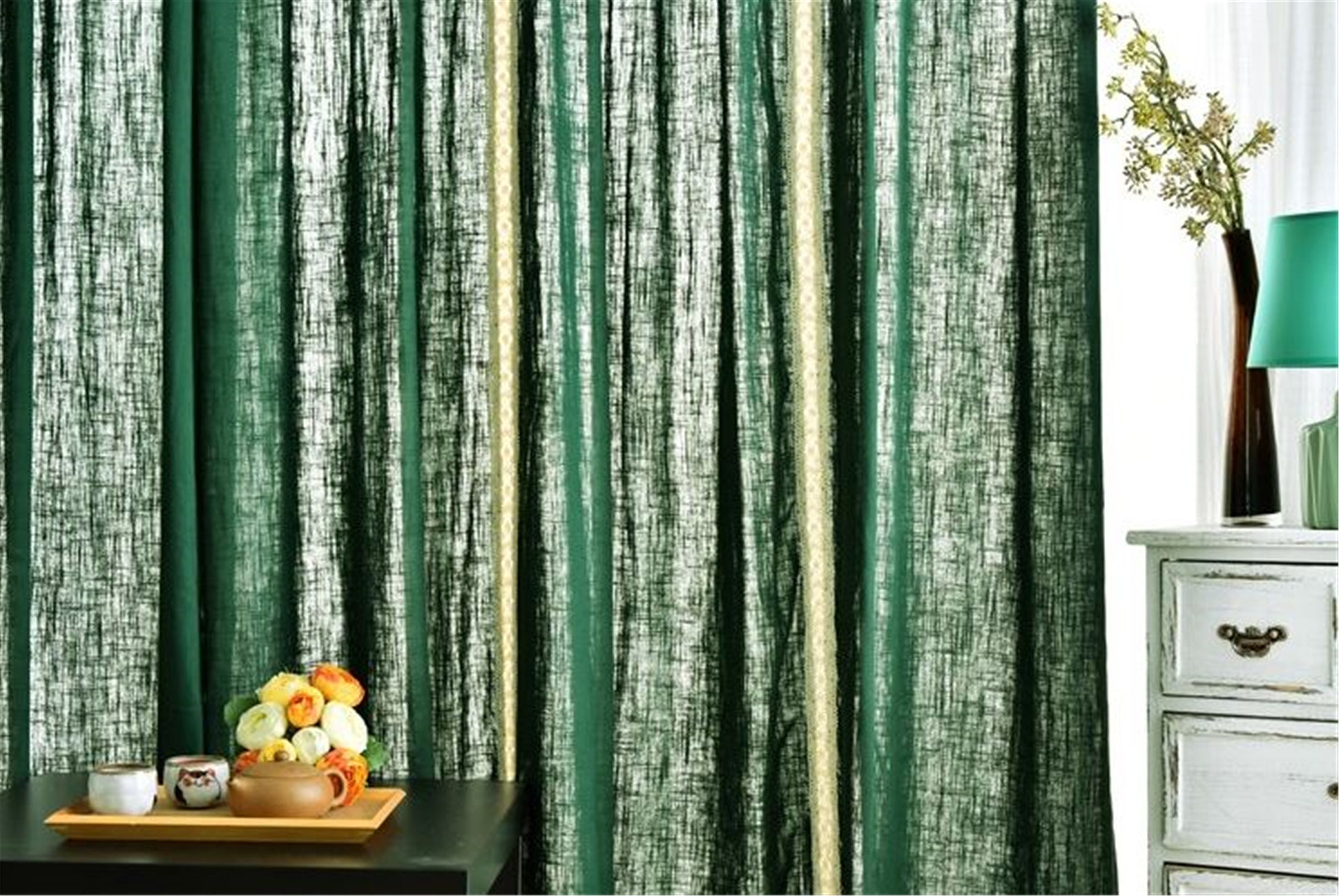 Green Lace Linen Curtains For Living RoomFor BedroomFor Etsy