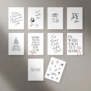 Postkarten Mix Weihnachten - 10 schlichte Karten DIN A6 - Weihnachtsgrüße modern, Vintage & minimalistisch - Hochwertiges Naturpapier