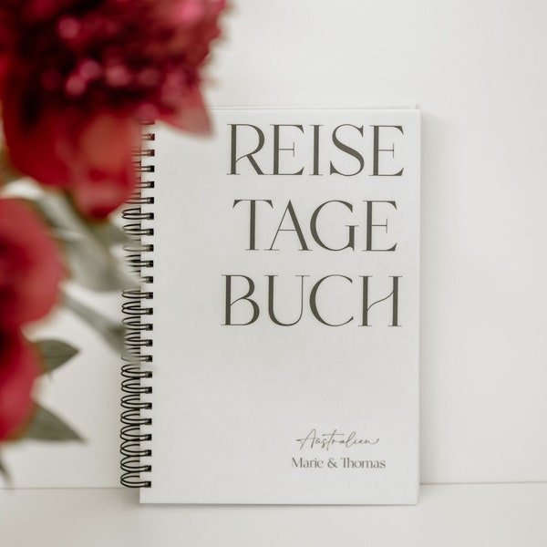 Reisetagebuch personalisiert Hardcover oder transparente Schutzdeckseite | Minimalistisch