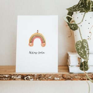 Glückwunschkarte - Alles Gute - Regenbogen - Boho -  Option: Kraftpapier Kuvert braun