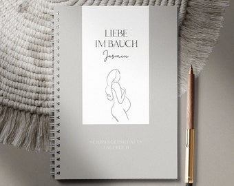 Schwangerschaftstagebuch Hardcover Ringbuch personalisiert | Schwangerschaft Buch | Liebe im Bauch | Geschenk Schwangere