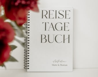 Reisetagebuch personalisiert Hardcover oder transparente Schutzdeckseite | Minimalistisch