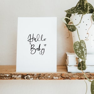 Postcard - Hello Baby - Minimalist - Option: Kraft Paper Envelope brown