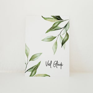Viel Glück - Postkarte - greenery Design - auch mit Kuvert erhältlich