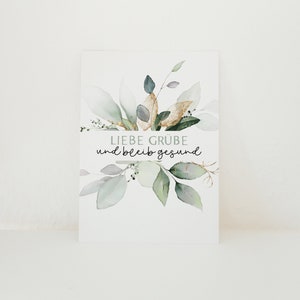 Liebe Grüße und bleib gesund - Postkarte - Greenery - Auf Wunsch mit Kraftpapier-Kuvert