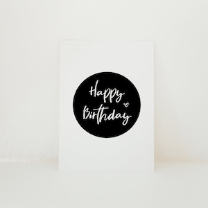 Happy Birthday - Postkarte - Minimalistisch - Geburtstagsglückwünsche - Auf Wunsch mit Kraftpapier-Kuvert