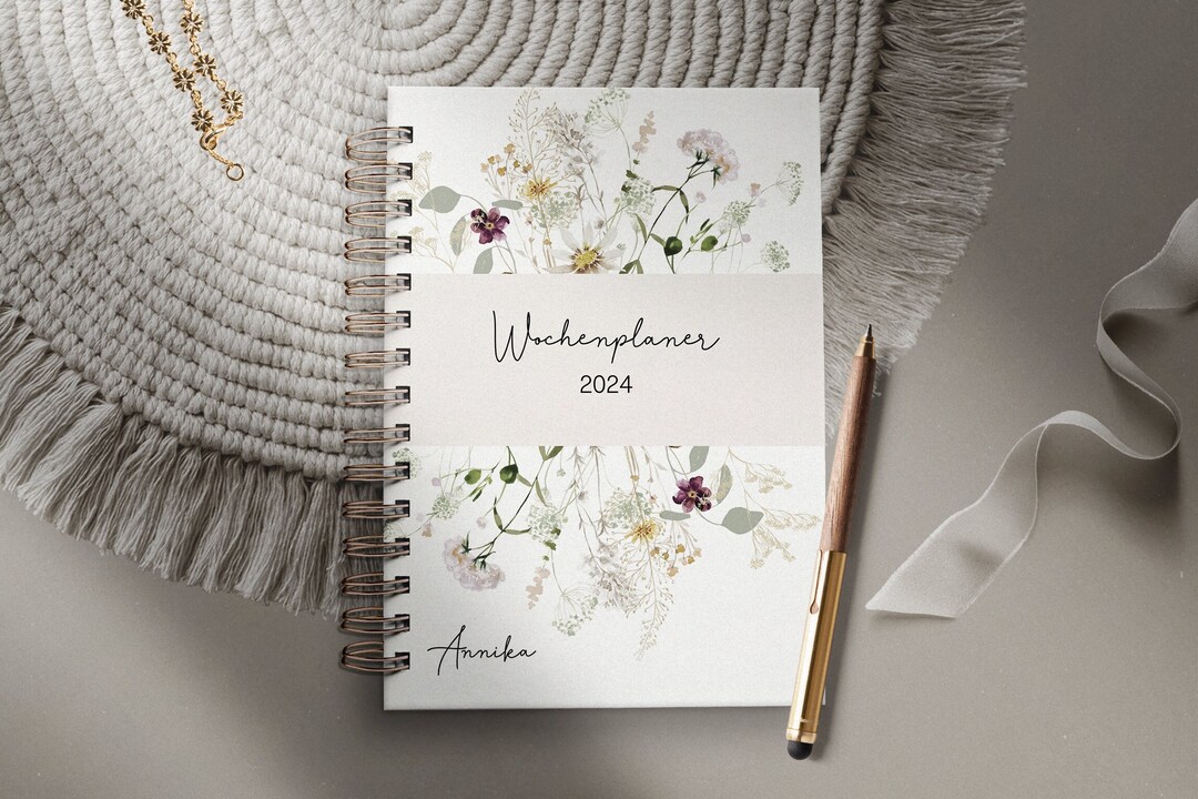 Wochenplaner 2024 Hardcover Ringbuch personalisiert Wildblumen Etsy.de
