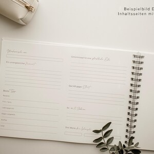 Gästebuch, Hochzeit, Personalisiert, personalisierbar mit Namen, Ringbuch, Fotoalbum, zum Ausfüllen oder Blanko, Hardcover Einband, Modernes Design, Greenery, Grüne Zweige, Eukalyptus, Inhaltsseiten mit Fragen, Erinnerungsbuch