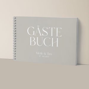 Ringbuch Gästebuch Beige DIN A5 quer personalisiert mit Namen Datum Wuschtext Bild 2