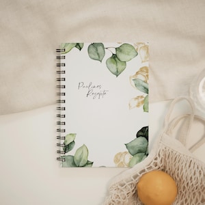 Kochbuch personalisiert Eukalyptus Ringbuch mit Hardcover oder transparentes Schutzdeckblatt | Rezeptbuch zum Selberschreiben | Rezeptbücher