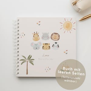 Blankobuch Kinder-Erinnerungsbuch 21x21 cm als Hardcover Ringbuch. Personalisiertes Album mit 160 g/m² FSC-Papier und Herzmotiv – ideal als Fotoalbum, Kita-Erinnerungsbuch, Kindheitsalbum, Gästebuch oder für Worte der Eltern und Erinnerungsstücke.
