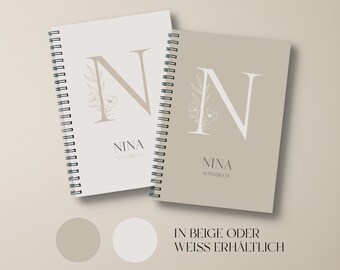 Personalized Notebook A4 or A5 Flower Lineart