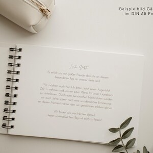 Gästebuch, Hochzeit, Personalisiert, personalisierbar mit Namen, Ringbuch, Fotoalbum, zum Ausfüllen oder Blanko, Hardcover Einband, Modernes Design, Greenery, Grüne Zweige, Eukalyptus, Inhaltsseiten mit Fragen, Erinnerungsbuch