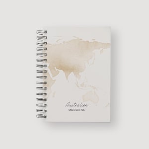Reisetagebuch personalisiert Weltkarte beige