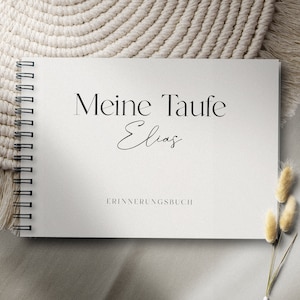 Taufbuch Hardcover Ringbuch personalisiert Erinnerungsbuch | zum Ausfüllen oder mit Blankoseiten Schlicht beige