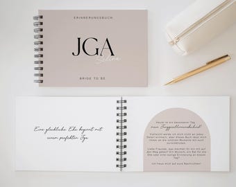 Personalisiertes JGA Geschenk für die Braut - Erinnerungsbuch für den Junggesellinnenabschied, Fotoalbum JGA, JGA Album, schlicht, beige