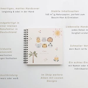 Blankobuch Kinder-Erinnerungsbuch 21x21 cm als Hardcover Ringbuch. Personalisiertes Album mit 160 g/m² FSC-Papier und Herzmotiv – ideal als Fotoalbum, Kita-Erinnerungsbuch, Kindheitsalbum, Gästebuch oder für Worte der Eltern und Erinnerungsstücke.