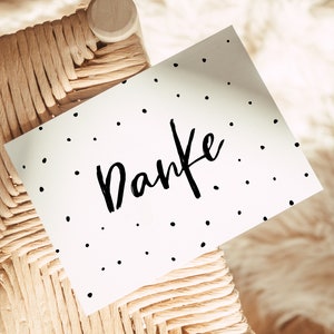 Danke - Postkarte - minimalistisch - gepunktet - auch Wunsch mit braunem Kraftpapierkuvert