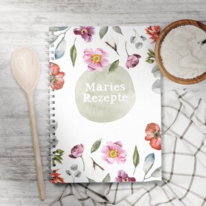 Recipe book to write yourself personalized A5 ring binder hardcover or transparent cover page flower motif