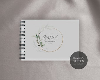 Gästebuch Hochzeit Blanko Format DIN A5 oder DIN A4 quer personalisiert mit Namen Datum Wuschtext leere Seiten