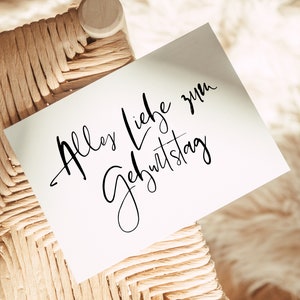 Alles Liebe zum Geburtstag - Postkarte - Minimalistisch - Geburtstagsglückwünsche - Auf Wunsch mit Kraftpapier-Kuvert