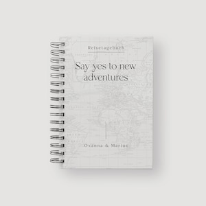 Reisetagebuch personalisiert Hardcover Ringbuch oder Deckseite mit transparenter Schutzdeckseite | Vintage Weltkarte
