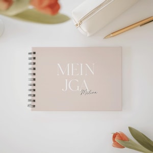 Erinnerungsbuch JGA I Fotoalbum JGA I Mein JGA Buch | Hardcover Ringbuch Personalisiert | Schlicht Beige | Gästebuch Junggesellinnenabschied