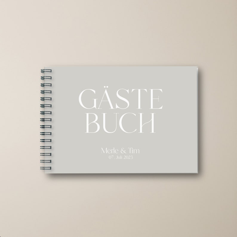 Ringbuch Gästebuch Beige DIN A5 quer personalisiert mit Namen Datum Wuschtext Bild 5