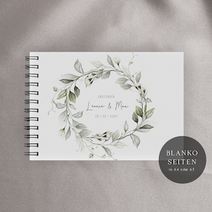 Gästebuch Hochzeit personalisiert Blanko Format DIN A5 oder DIN A4 quer Bild 1
