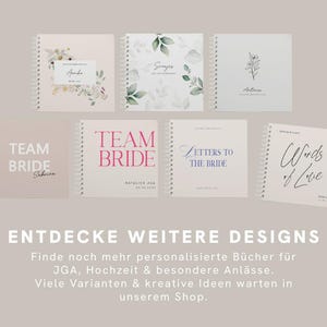 Personalisierbares JGA Blankobuch 21x21 cm als Hardcover Ringbuch mit Herzmotiv in der Fußzeile. Perfekt als Gästebuch, Fotoalbum oder Scrapbook für den Junggesellinnenabschied. Ideal zum Einkleben von Fotos, Polaroids, Erinnerungen und kreativen Ideen.