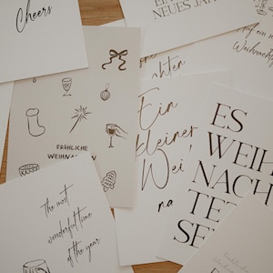 Postkarten Set Weihnachten - 10 schlichte Karten DIN A6 - Weihnachtsgrüße modern, Vintage & minimalistisch - Hochwertiges Naturpapier