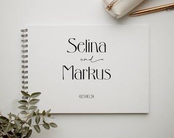 Gästebuch Hochzeit Hardcover Ringbuch DIN A5 quer oder DIN A4 quer personalisiert | Schlicht | Minimalistisch | Moderne Schrift