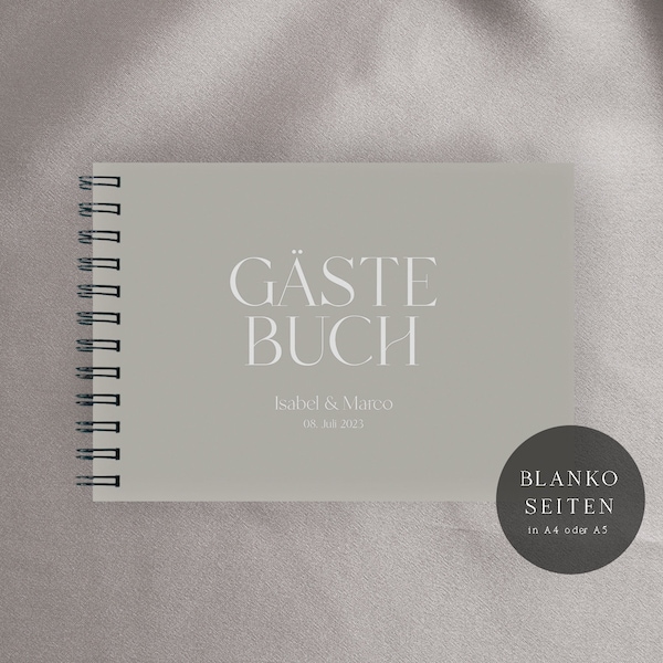 Gästebuch Hochzeit personalisiert Blanko Format DIN A5 oder DIN A4 quer