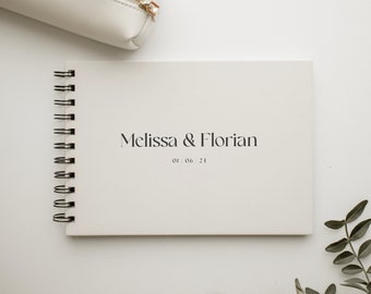 Gästebuch Hochzeit Beige Hardcover Ringbuch DIN A5 quer oder DIN A4 quer personalisiert | Schlicht | Minimalistisch | Moderne Schrift