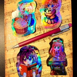 3 inch DDLC Doki Doki Literature Club Vinyl Holo Sticker Set, Waterproof