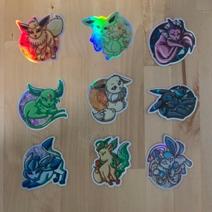 Eeveelutions Waterproof Vinyl Stickers - Holographic