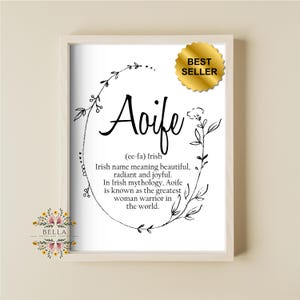 Aoife, Irish Print, Irish Name Print, Baby Shower Gift, New Baby Gift, Nursery Decor, Bedroom Print, Christening Gift For Baby, Gift For Her