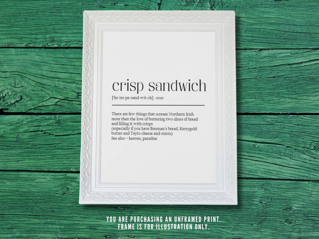 Funny Irish Definition Print Crisp Sandwich Irish Wall Art Gift